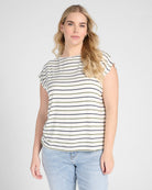 Natural/Nymph/Indin $|& SEAS Brentwood Boat Neck Stripe Top - SOF Front