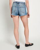 Oxford Blue $|& Mica Denim Mid Rise Distressed Shorts - SOF Back