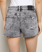 Acid Grey $|& Mica Denim Mid Rise Acid Wash Shorts - SOF Back