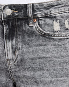 Acid Grey $|& Mica Denim Mid Rise Acid Wash Shorts - SOF Full Front