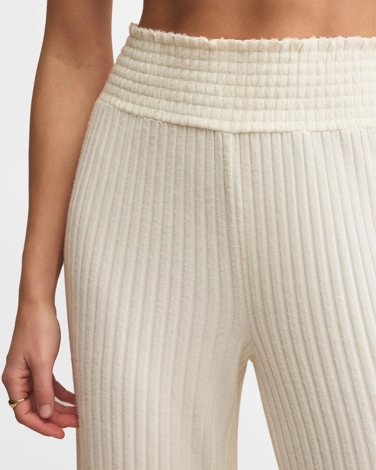 Bone $|& Z Supply Lounge Dawn Smocked Ribbed Pant - Hanger Back
