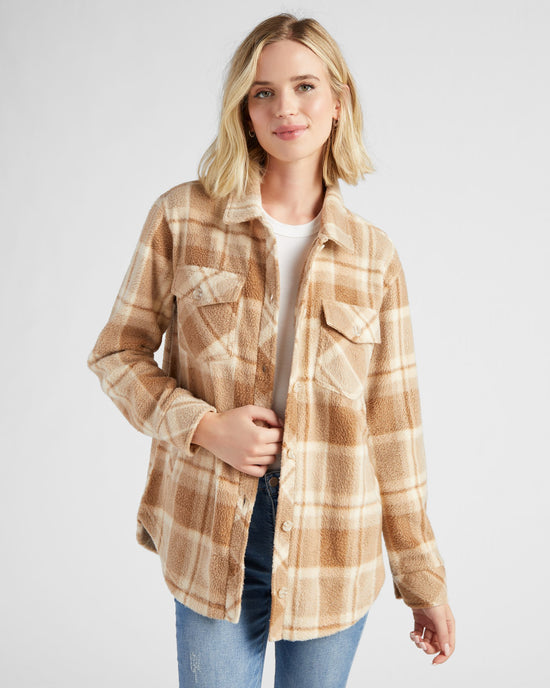 Beige Multi Plaid $|& Thread & Supply Tullis Polar Fleece Jacket - SOF Front