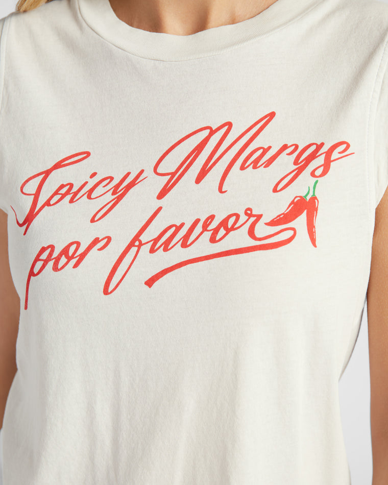 Vintage White $|& Project Social T Spicy Margs Muscle Tank - SOF Detail