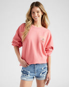 Sunset Coral $|& Project Social T Mon Cherie Embroidered Sweatshirt - SOF Front