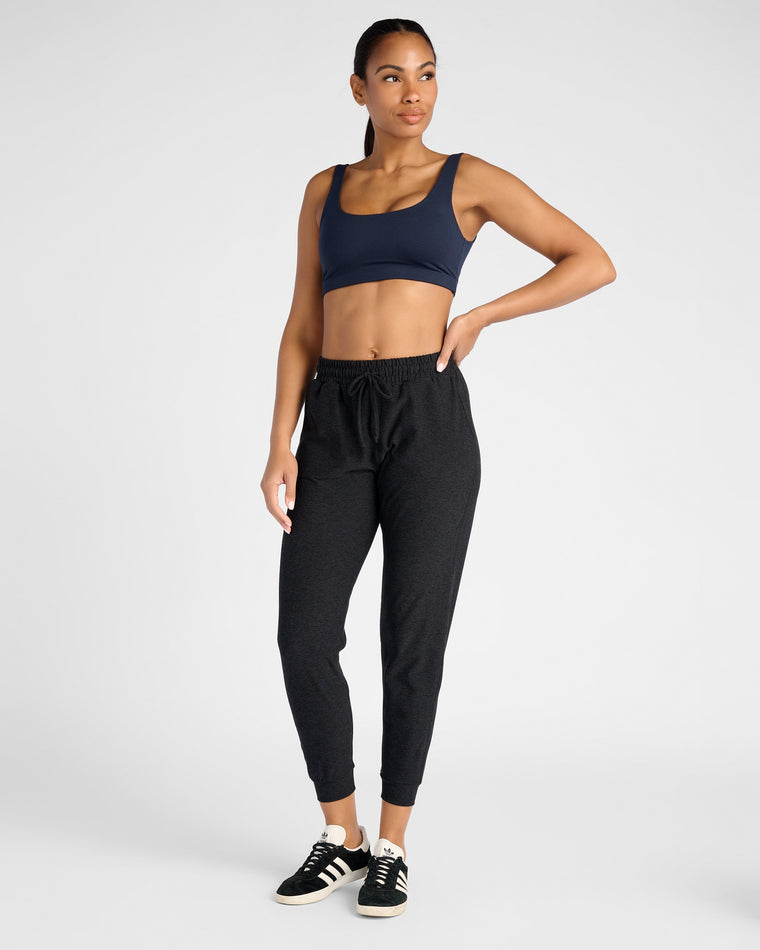Navy $|& Interval Double Scoop Yoga Sports Bra - SOF Full Front