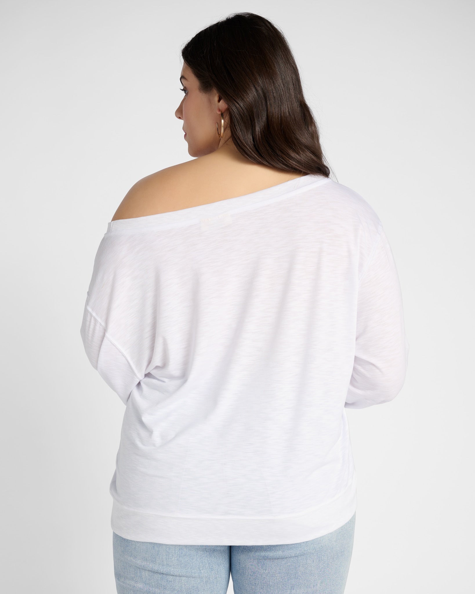 White $|& SEAS Brooksville Slub Off The Shoulder Top - SOF Back
