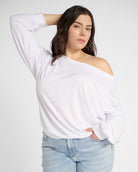 White $|& SEAS Brooksville Slub Off The Shoulder Top - SOF Front