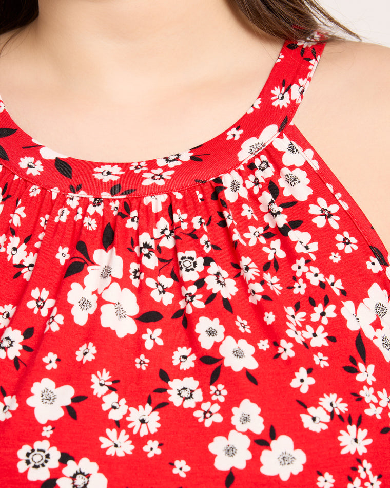 Red/ Black $|& Loveappella Floral Halter Tank - SOF Full Front