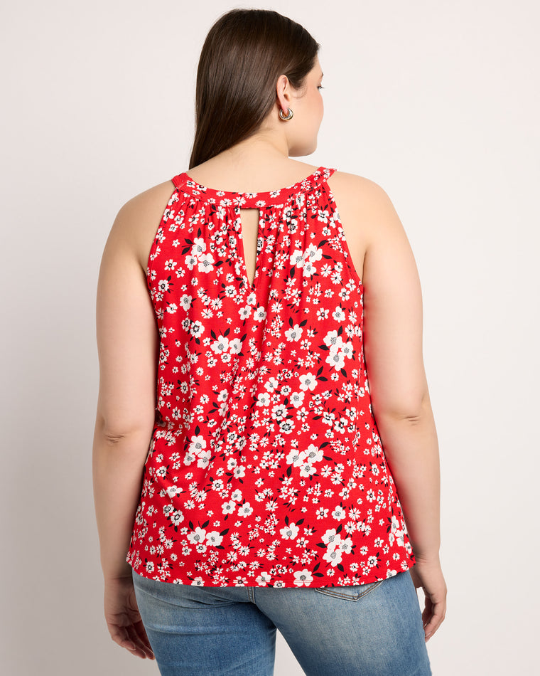 Red/ Black $|& Loveappella Floral Halter Tank - SOF Back