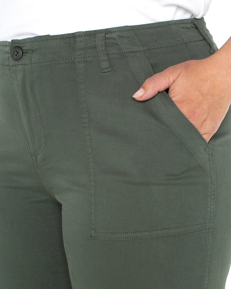 Moss Green $|& Liverpool Cargo Wide Leg Crop Pant - VOF Detail