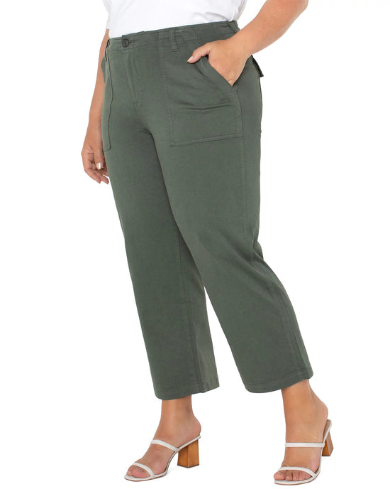 Moss Green $|& Liverpool Cargo Wide Leg Crop Pant - VOF Side