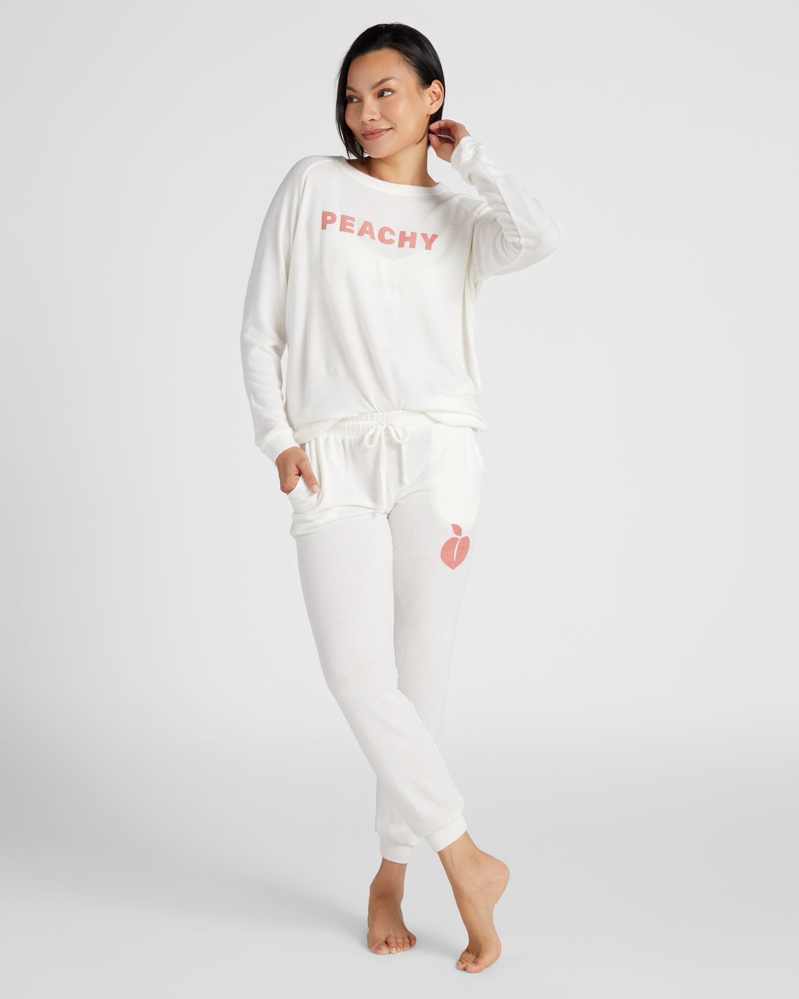 Cream $|& SEAS Dreamy Hacci "Peachy" Graphic Pullover - SOF Full Front
