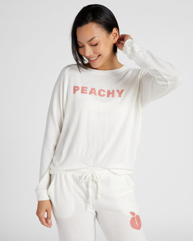 Cream $|& 78&Sunny Dreamy Hacci "Peachy" Graphic Pullover - SOF Front