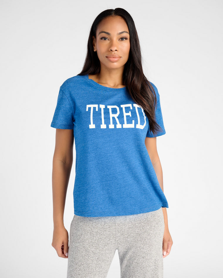 Heather Blue $|& SEAS Tired Graphic Sleep Tee - SOF Front