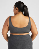 Heather Charcoal $|& Interval Double Scoop Yoga Sports Bra - SOF Back