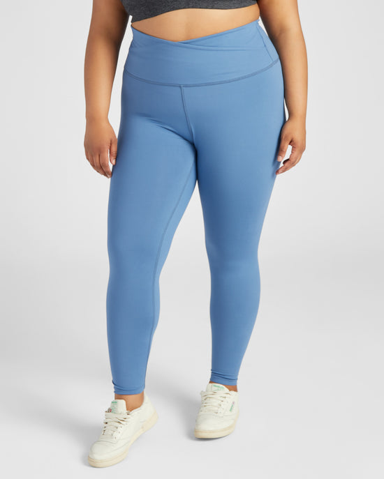 Dusty Blue Blue $|& Interval Spacedye Everyday Cross Over Legging - SOF Front