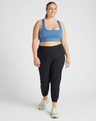 Dusty Blue $|& Interval Spacedye Square Neck Open Back Bra - SOF Full Front