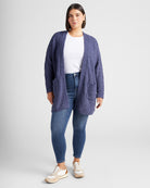 Blue $|& Bobeau Two Pocket Popcorn Cardigan - SOF Full Front