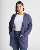 Blue $|& Bobeau Two Pocket Popcorn Cardigan - SOF Front