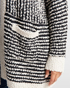 Cream/Black $|& Bobeau Mini Stripe Two Pocket Cardigan - SOF Detail