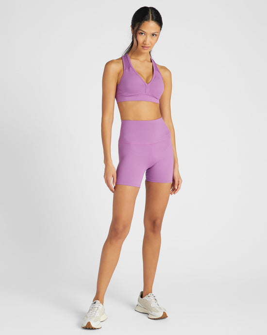 Very Grape Purple $|& Interval Spacedye Bike Short - SOF Full Front