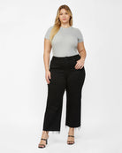 Black Beauty $|& Mica Denim Wide Leg Cropped Jeans - VOF Front