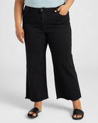 Black Beauty $|& Mica Denim Wide Leg Cropped Jeans - SOF Front