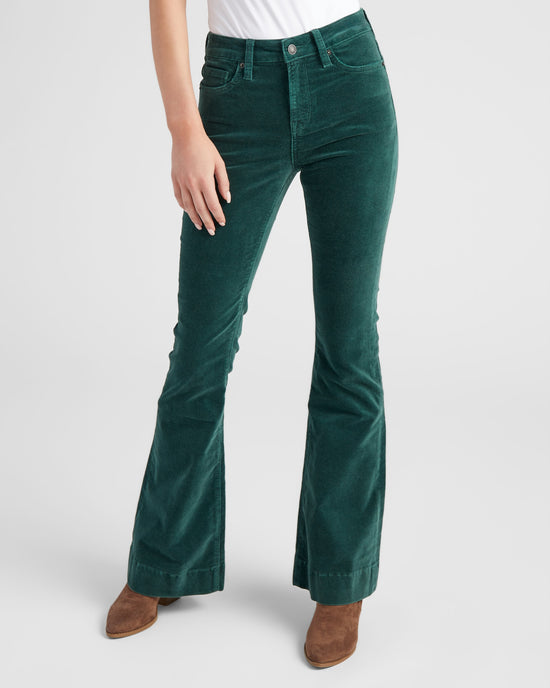 Verdant Green $|& Mica Denim High Rise Velvet Super Flare - SOF Front