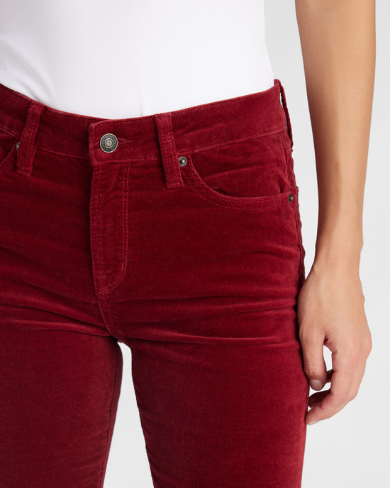 Cabernet $|& Mica Denim High Rise Velvet Super Flare - SOF Detail