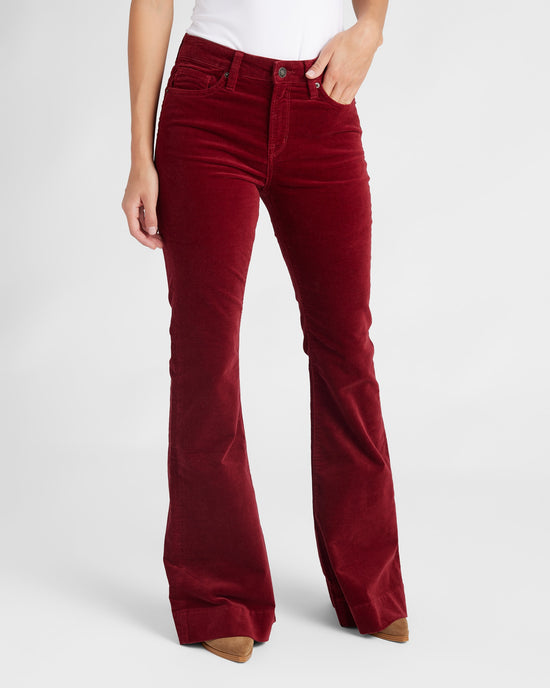 Cabernet $|& Mica Denim High Rise Velvet Super Flare - SOF Front