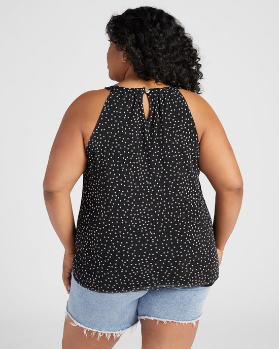 Black/Ivory $|& Loveappella Printed Halter Tank - SOF Back