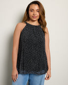 Black/Ivory $|& Loveappella Printed Halter Tank - SOF Front