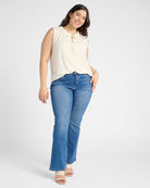 Ivory $|& Loveappella Tie Front Swing Top - SOF Full Front
