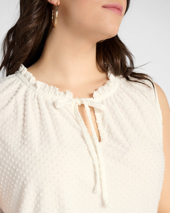 Ivory $|& Loveappella Tie Front Swing Top - SOF Detail