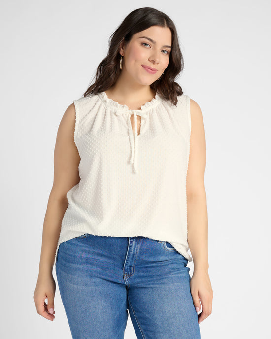 Ivory $|& Loveappella Tie Front Swing Top - SOF Front