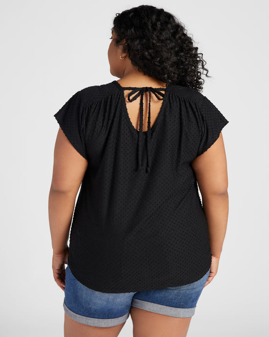 Black $|& Loveappella Drape Tie Back Top - SOF Back