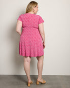 Fuchsia-Taupe Geo $|& Gilli Short Sleeve Surplice Dress - SOF Back