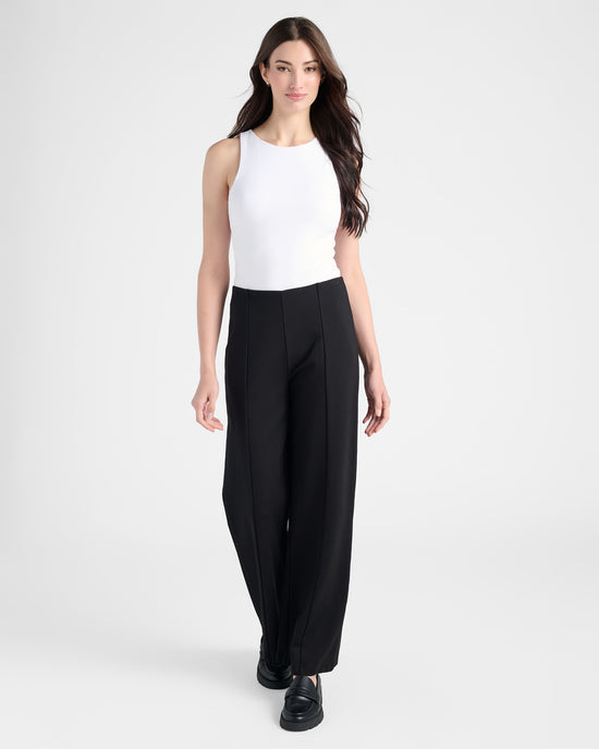 Black $|& Gentle Fawn Athena Pull-On Ponte Trouser Pant - SOF Full Front