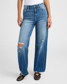 Medium Dark $|& Hidden The Logan High Rise Dad Jeans - SOF Front