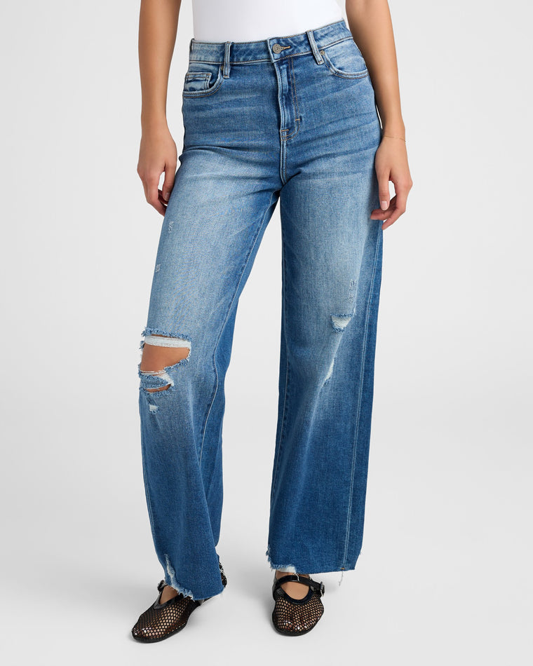 Medium Dark $|& Hidden The Logan High Rise Dad Jeans - SOF Front