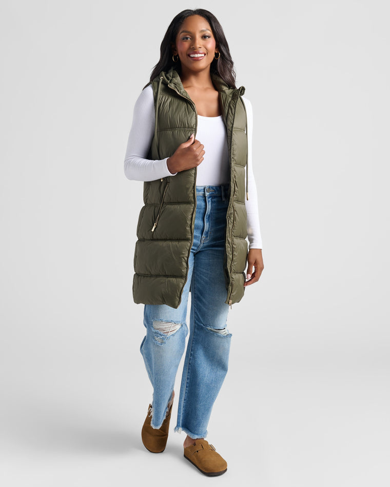 Long hooded vest womens best sale