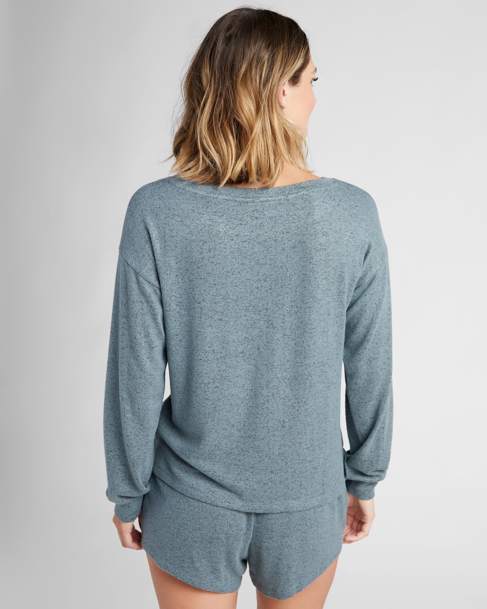 Frost Blue $|& Bobeau Cozy Pullover and Short Set - SOF Back