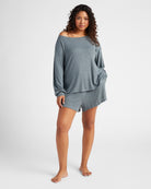 Frost Blue $|& Bobeau Cozy Pullover and Short Set - SOF Front