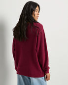 Cabernet Red $|& SEAS Coastal One Shoulder Sweater - SOF Back