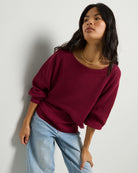 Cabernet Red $|& SEAS Coastal One Shoulder Sweater - VOF Front