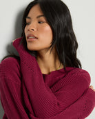 Cabernet Red $|& SEAS Coastal One Shoulder Sweater - SOF Full Front