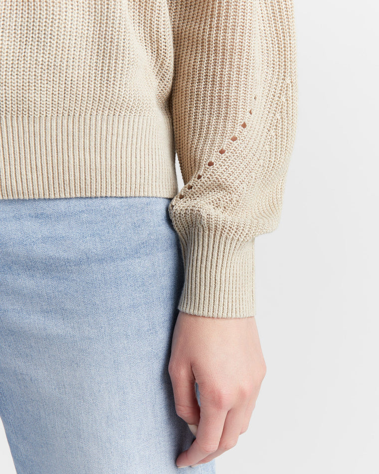 Oatmeal $|& 78&SUNNY Coastal Crewneck Pullover Sweater - SOF Detail