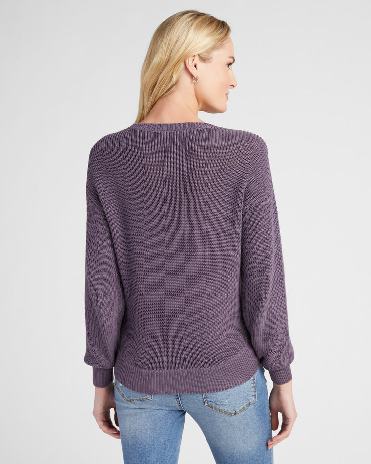 Lavender $|& SEAS Coastal Wrap Sweater - SOF Back
