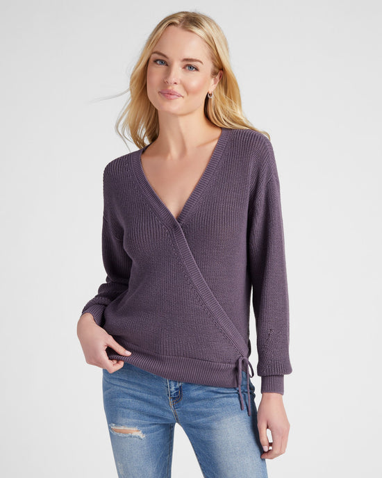 Lavender $|& SEAS Coastal Wrap Sweater - SOF Front
