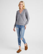 Heather Grey $|& SEAS Coastal Wrap Sweater - SOF Full Front